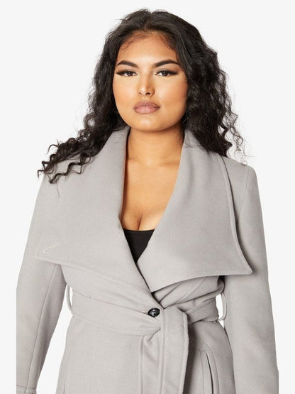 De La Creme Womens Waterfall Lapel Double Breasted Duster Coat Jackets & Coats LoveAdora