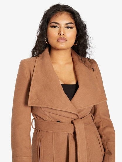 De La Creme Womens Waterfall Lapel Double Breasted Duster Coat Jackets & Coats LoveAdora