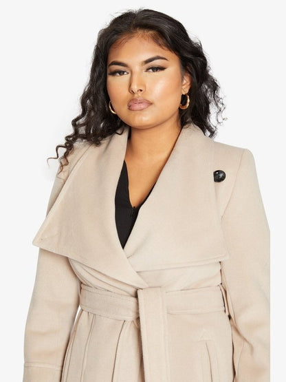 De La Creme Womens Waterfall Lapel Double Breasted Duster Coat Jackets & Coats LoveAdora