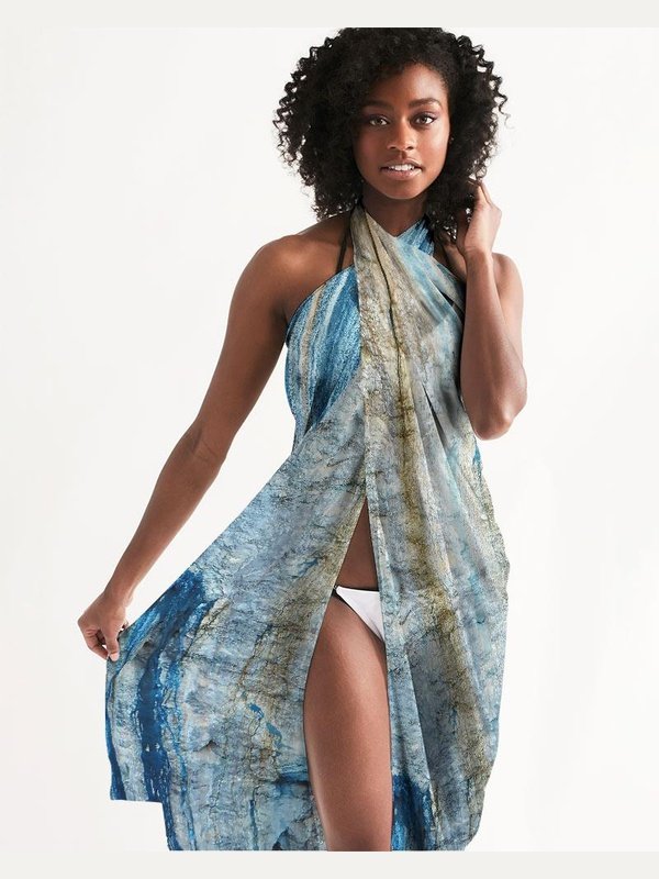 Uniquely You Sheer Sarong Swimsuit Cover Up Wrap / Blue Mountain
