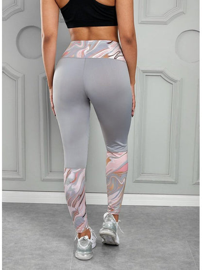 Printed Wide Waistband Active Leggings Activewear LoveAdora