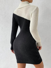 Load image into Gallery viewer, Contrast Turtleneck Sweater Dress