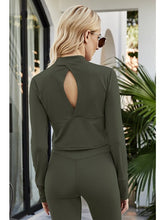 Load image into Gallery viewer, Cutout Spliced Turtleneck Yoga Top Activewear LoveAdora
