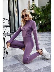 Cutout Spliced Turtleneck Yoga Top Activewear LoveAdora