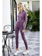 Load image into Gallery viewer, Cutout Spliced Turtleneck Yoga Top Activewear LoveAdora