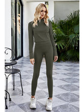 Load image into Gallery viewer, Cutout Spliced Turtleneck Yoga Top Activewear LoveAdora