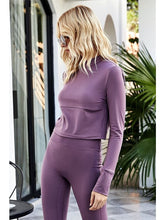 Load image into Gallery viewer, Cutout Spliced Turtleneck Yoga Top Activewear LoveAdora