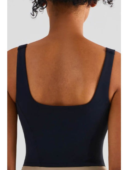 Square Neck Cropped Sports Tank Activewear LoveAdora