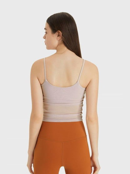 Ruched V-Neck Cropped Sports Cami Activewear LoveAdora