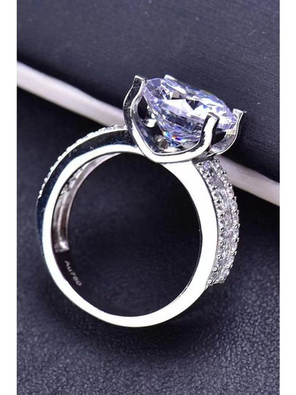 Platinum-Plated 5 Carat Moissanite Side Stone Ring Ring LoveAdora