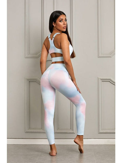 Printed Sports Bra and Leggings Set Activewear LoveAdora