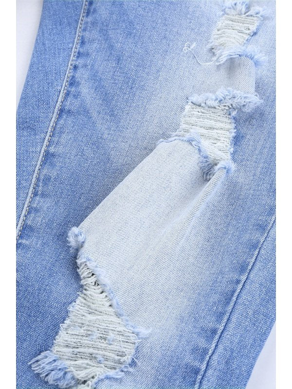 Button Front Frayed Ankle Skinny Jeans Denim Jeans LoveAdora