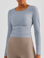 Lightweight Round Neck Long Sleeve Sports Top Activewear LoveAdora