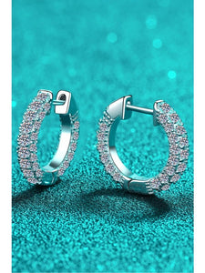 925 Sterling Silver Moissanite Huggie Earrings Earrings LoveAdora