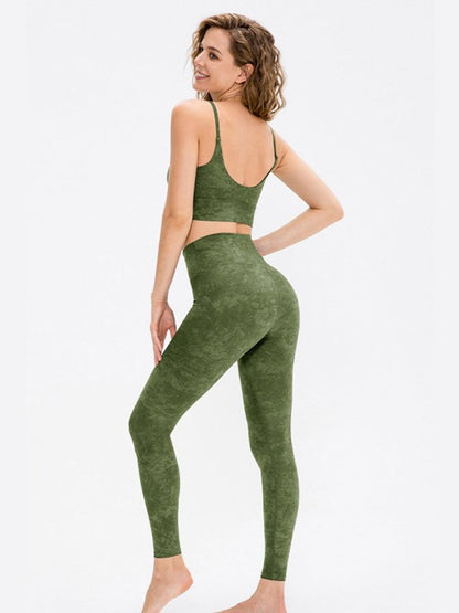 Printed High Waist Yoga Leggings Activewear LoveAdora