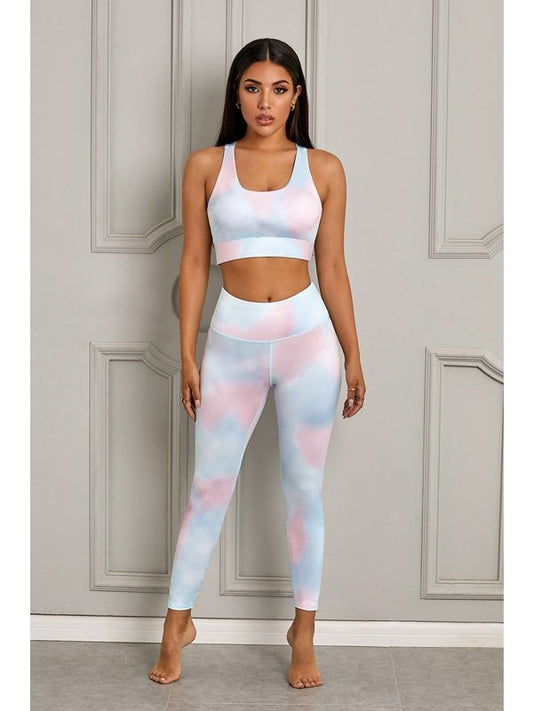 Printed Sports Bra and Leggings Set Activewear LoveAdora