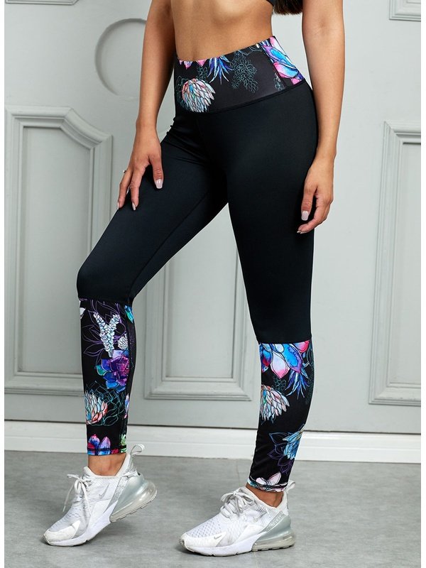 Printed Wide Waistband Active Leggings