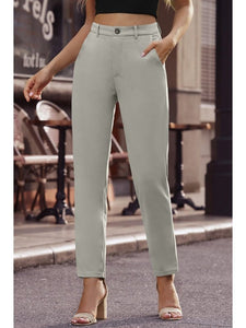 Ankle-Length Straight Leg Pants with Pockets Pants LoveAdora