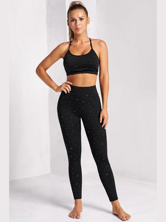 Star Print Sports Bra and Leggings Set Activewear LoveAdora