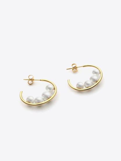 Can't Stop Your Shine Pearl C-Hoop Earrings Earrings LoveAdora