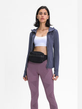 Load image into Gallery viewer, Zip Up Drawstring Detail Hooded Sports Jacket Activewear LoveAdora