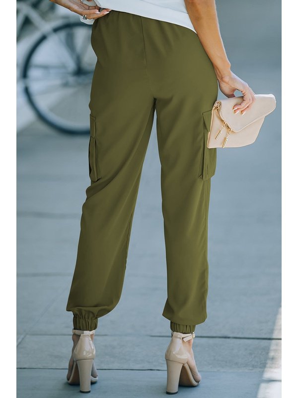 Tied High Waist Cargo Joggers Pants LoveAdora