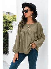 Load image into Gallery viewer, Button Up Balloon Sleeve Blouse Tops LoveAdora