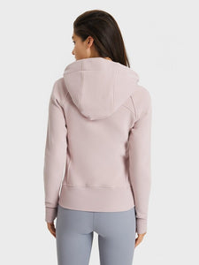 Zip Up Seam Detail Hooded Sports Jacket Activewear LoveAdora