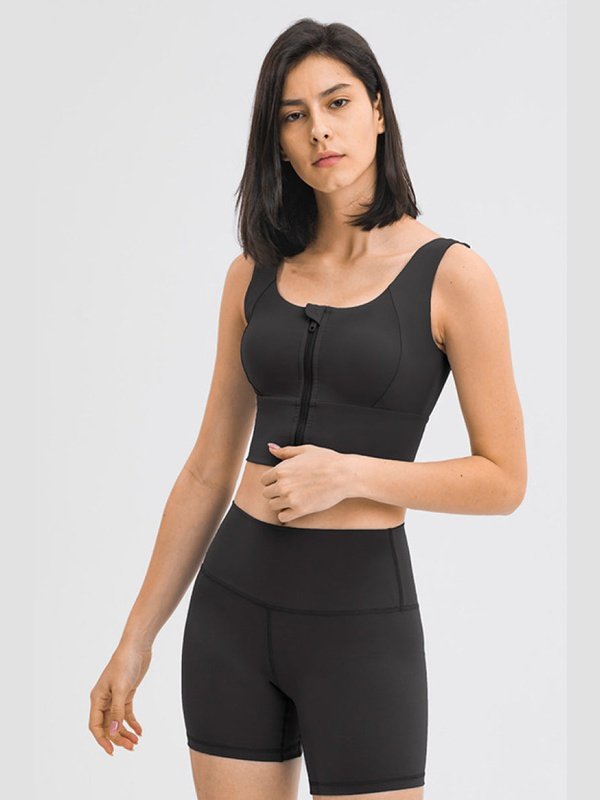 Zipper Front Sport Tank Top Activewear LoveAdora