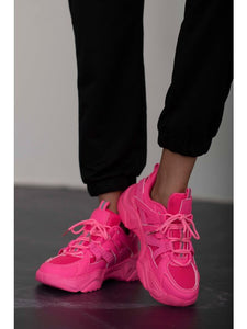 Berness Running Late Chunky Sole Athletic Sneakers in Hot Pink Sneakers LoveAdora