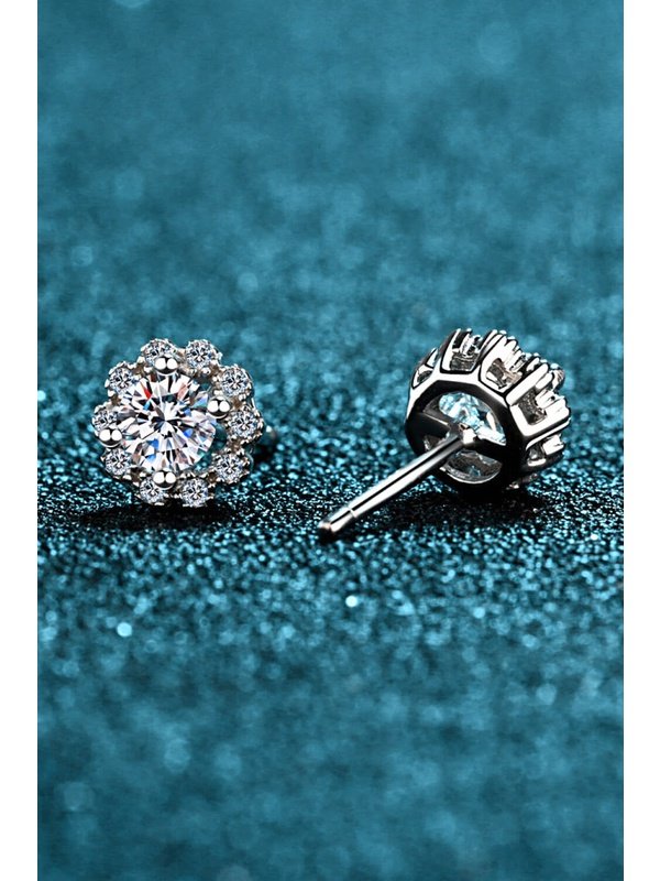 Moissanite Floral-Shaped Stud Earrings Earrings LoveAdora