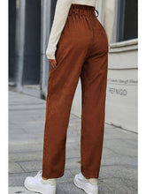 Load image into Gallery viewer, Paperbag Waist Straight Leg Pants with Pockets Pants LoveAdora