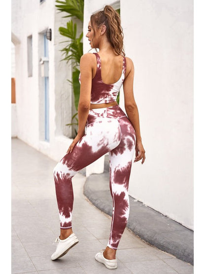 Tie-dye Crop Top and Leggings Set Activewear LoveAdora