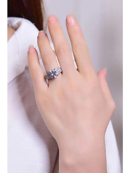 Platinum-Plated 5 Carat Moissanite Side Stone Ring Ring LoveAdora