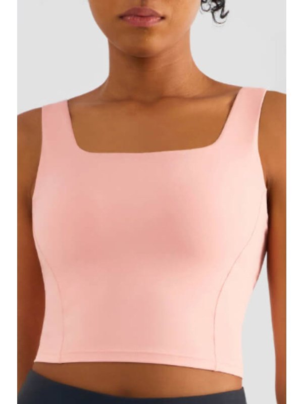 Square Neck Cropped Sports Tank Activewear LoveAdora