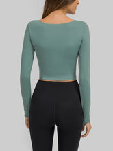 Load image into Gallery viewer, Cut Out Front Crop Yoga Tee Activewear LoveAdora