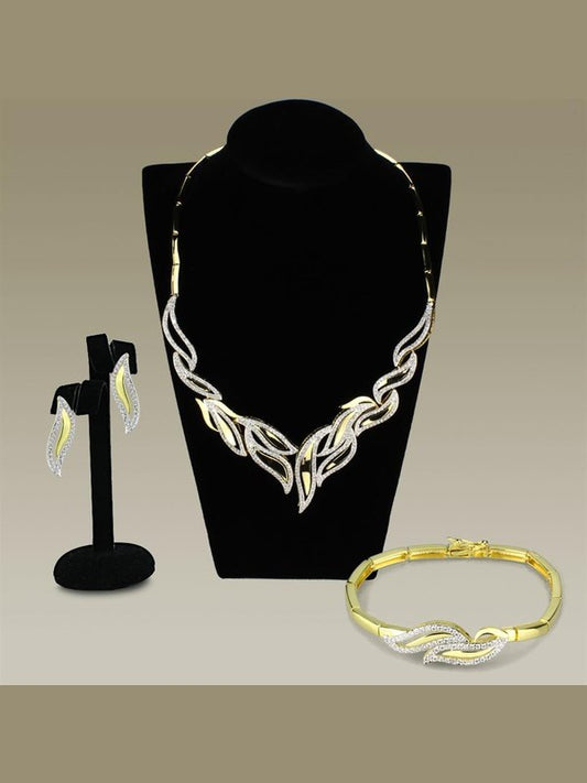 Gold & Rhodium Brass Jewelry Sets with AAA Grade CZ
