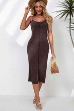 Load image into Gallery viewer, Decorative Button Slit Midi Dress