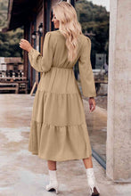 Load image into Gallery viewer, Collared Neck Long Sleeve Midi Dress