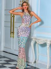 Load image into Gallery viewer, Sequin Backless Halter Neck Fishtail Dress Evening Gown LoveAdora