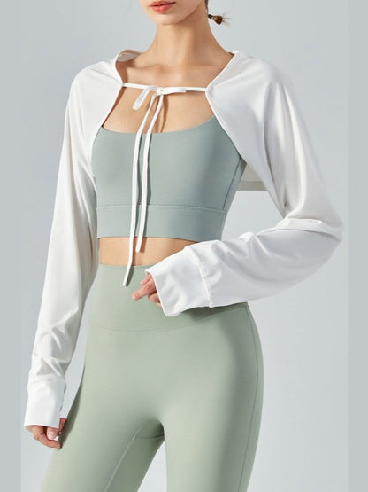 Tie Front Long Sleeve Sports Bolero Activewear LoveAdora