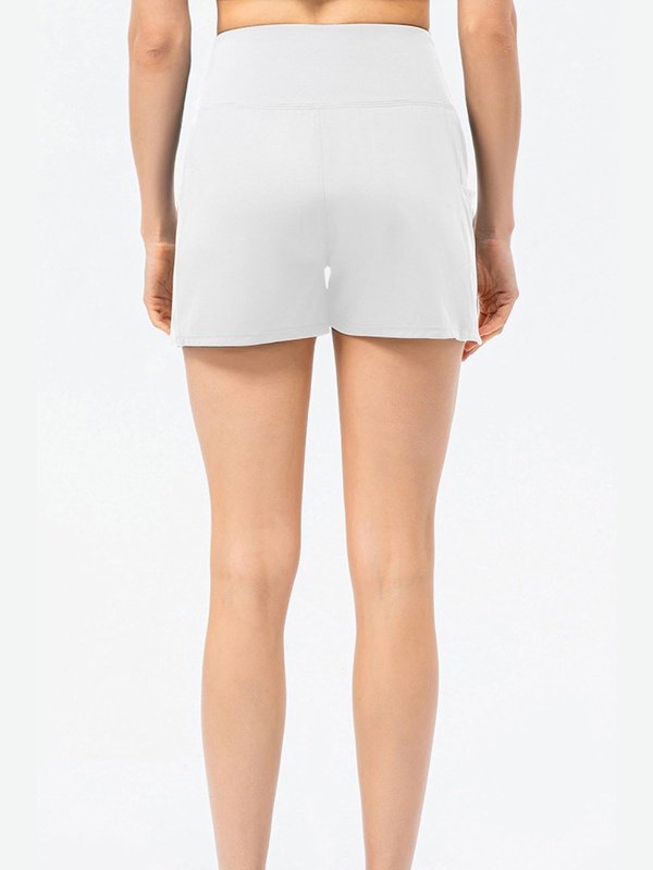 Printed Elastic Waistband Athletic Shorts Activewear LoveAdora