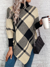 Load image into Gallery viewer, Plaid Turtleneck Poncho Ponchos LoveAdora