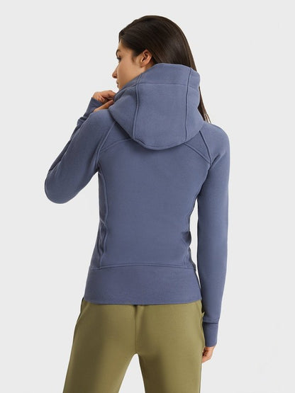 Zip Up Seam Detail Hooded Sports Jacket Activewear LoveAdora