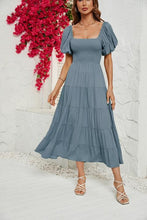 Load image into Gallery viewer, Smocked Square Neck Tiered Dress