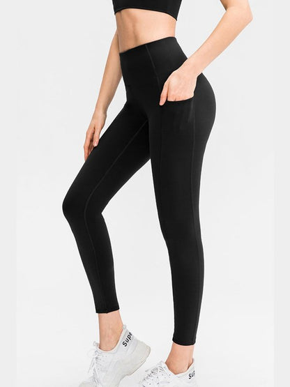 Pocketed Elastic Waistband Yoga Leggings Activewear LoveAdora