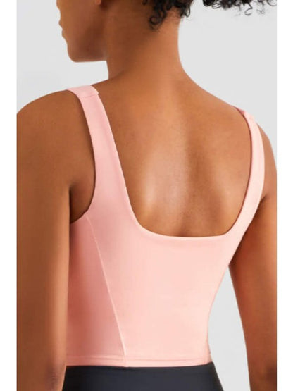 Square Neck Cropped Sports Tank Activewear LoveAdora