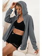 Zip Up Waffle Knit Hoodie Activewear LoveAdora