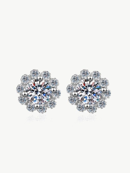 Moissanite Floral-Shaped Stud Earrings Earrings LoveAdora