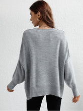 Load image into Gallery viewer, Exposed Seam Dropped Shoulder Slit Sweater Sweaters, Pullovers, Jumpers, Turtlenecks, Boleros, Shrugs LoveAdora